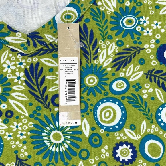 NWT Women's FieldGear Petite Medium Green Floral Print Short Sleeve Shirt - Picture 4 of 6